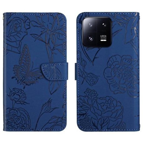 Чохол-книжка Skin Feel Butterfly Embossed для Xiaomi 13 Pro - синій