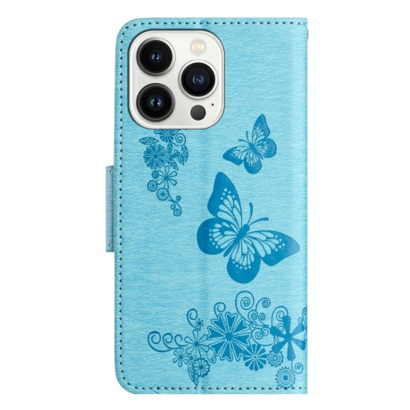 Чохол-книжка Embossed Butterfly для iPhone 16 Pro Max - синій