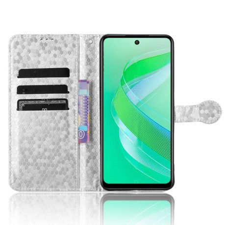 Чехол-книжка Honeycomb Dot для Infinix Smart 8 - серебристый
