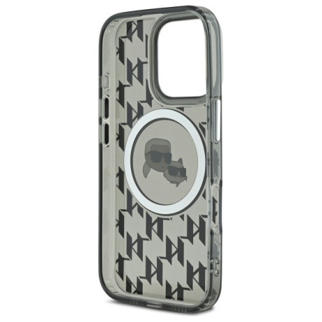 Оригінальний чохол Karl Lagerfeld IML Monogram Karl &amp; Choupette Head MagSafe для iPhone 16 Pro - Black