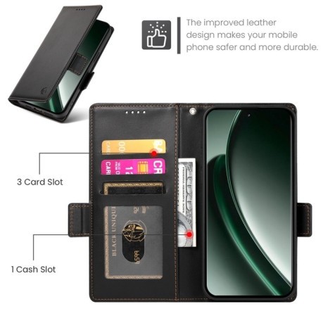 Чехол-книжка Side Buckle Magnetic Frosted Leather для Realme GT 6 Global/ Realme GT 6 4G - черный