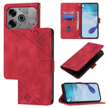 Чехол-книжка Skin-feel Embossed на Tecno Pova 6 Neo — красный