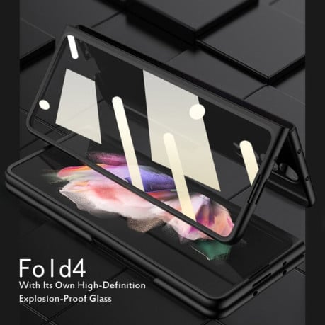 Противоударный чехол GKK Litchi Texture Card Slot для Samsung Galaxy Fold4 5G - черный