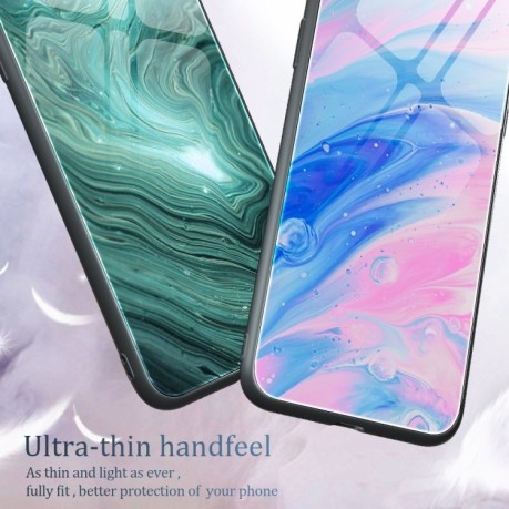 Противоударный стеклянный чехол Marble Pattern Glass на Samsung Galaxy A54 5G - Blue Ocean