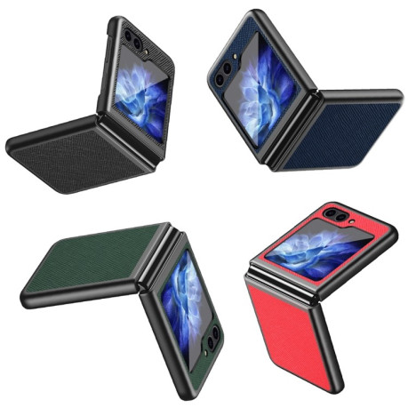 Противоударный чехол Cross Texture All Inclusive для Samsung Galaxy Flip 5 - зелёный
