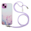Чехол Hollow Marble Pattern with Neck для  iPhone 14 Plus - розовый