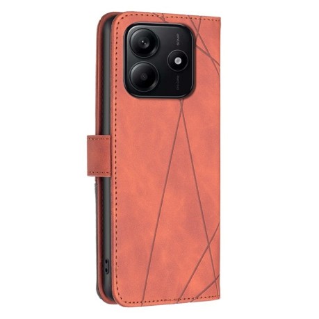 Чохол-книжка Rhombus Texture для Xiaomi Redmi Note 14 5G/Poco M7 Pro 5G - коричневий