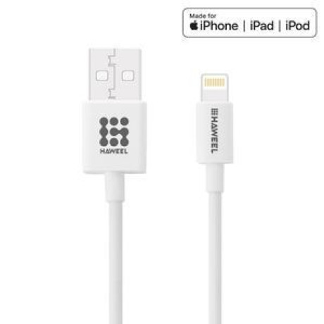 Сертифицированный MFI кабель HAWEEL 2.4A Lightning MFI USB для iPhone, iPad - Белый