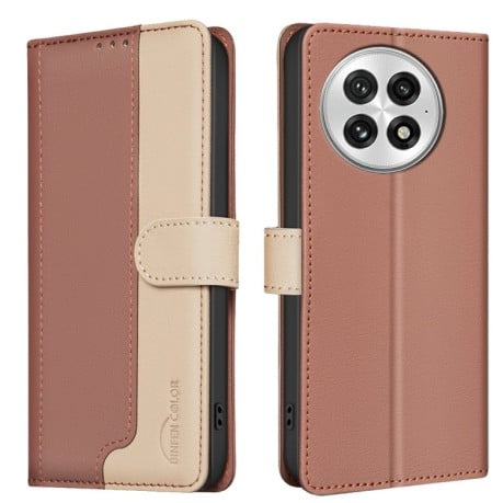 Чохол-книжка Color Matching RFID Anti-theft Leather для OnePlus 13 - коричневий