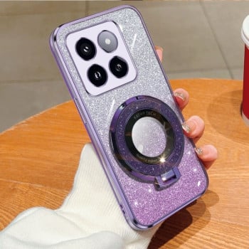 Чохол протиударний Plated Gradient Glitter Round Holder для Xiaomi 14 Pro - фіолетовий