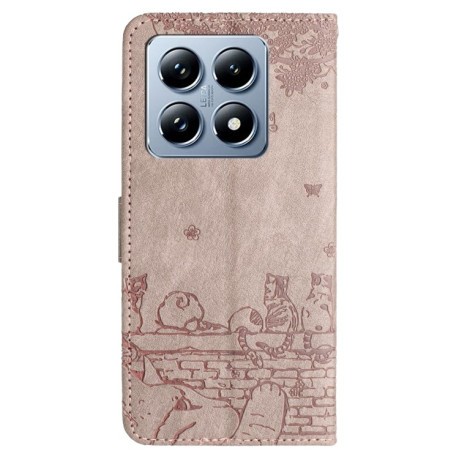 Чохол-книжка Cat Embossing Pattern на Xiaomi 14T Pro - сірий