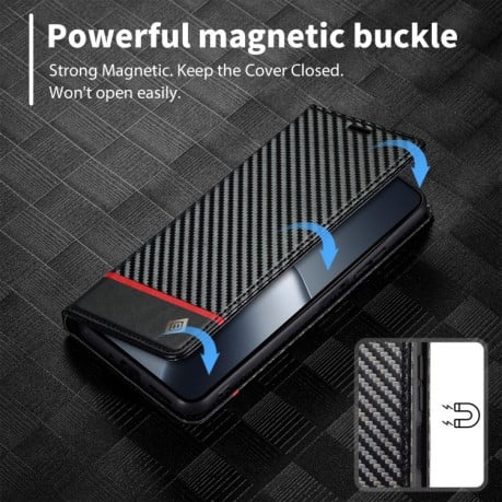 Чехол-книжка LCIMEEKE Carbon Fiber для Xiaomi 14T - Black