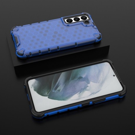 Противоударный чехол Honeycomb with Neck Lanyard для Samsung Galaxy S22 5G - синий