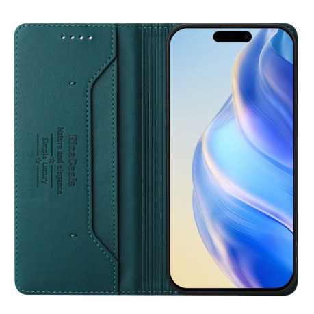 Чехол-книжка RC01 Dual-Folded Magnetic Suction RFID Leather на iPhone 16e - зеленый