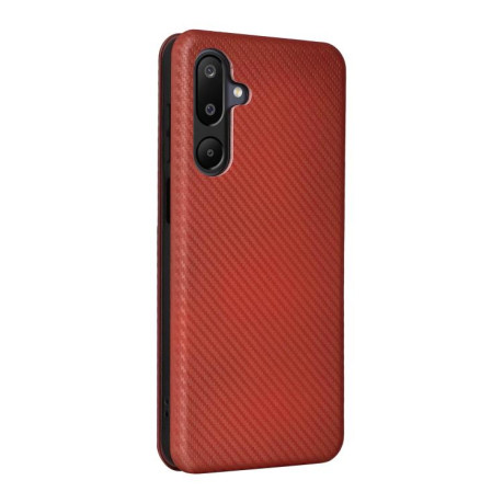Чехол-книжка Carbon Fiber Texture на Samsung Galaxy M16 5G / F16 5G - коричневый
