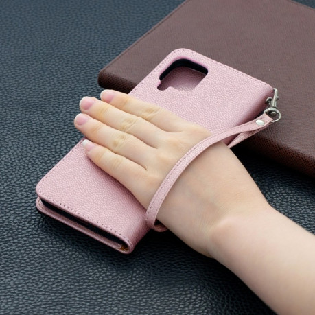 Чохол-книжка Litchi Texture Pure Color Samsung Galaxy A12/M12 - рожеве золото