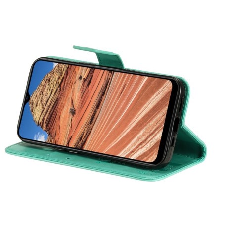 Чехол-книжка Cat Embossing Pattern на Vivo Y11s/Y12A/Y12s/Y20/Y20A/Y20s/Y20G/Y20SG - зеленый