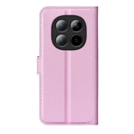 Чехол-книжка с фактурой Litchi и магнитным хлястиком на Xiaomi Redmi Note 15 4G / 5G /Poco M8164mm — розовый