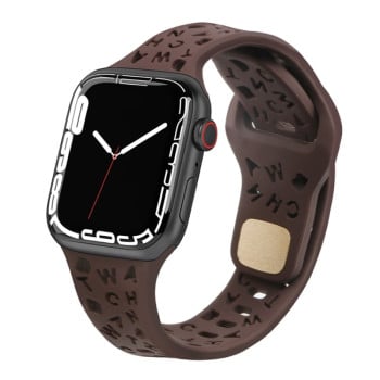 Ремінець English Letters для Apple Watch 10 42mm/Series 8/7 41mm / 40mm / 38mm - коричневий