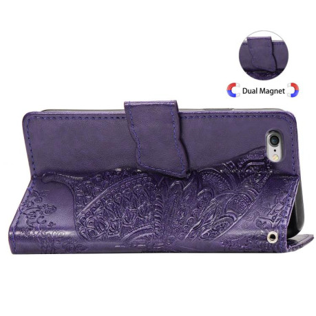 Чохол-книжка Butterfly Love Flower Embossed для iPhone 16e - фіолетовий