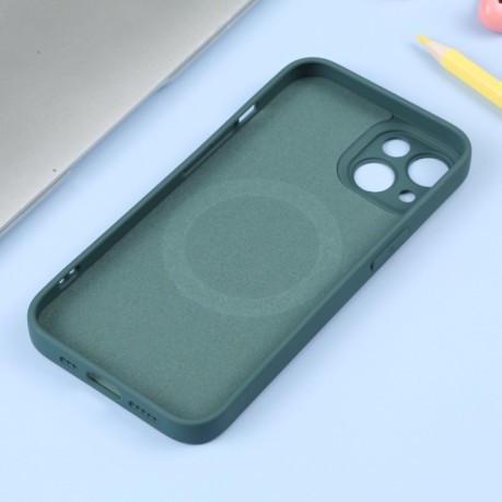 Противоударный чехол Liquid Silicone Full (Magsafe) для iPhone 15 - зеленый