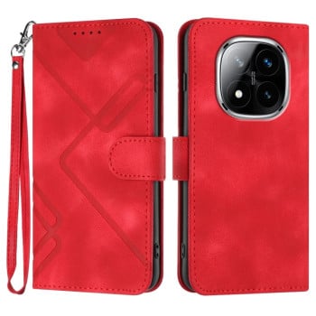Чехол-книжка Line Pattern Skin Feel Leather для Xiaomi Redmi Note 14 Pro+ 5G - красный