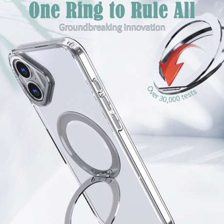 Противоударный чехол Wing Series MagSafe Magnetic Ring Holder для iPhone 16 Plus - прозрачный