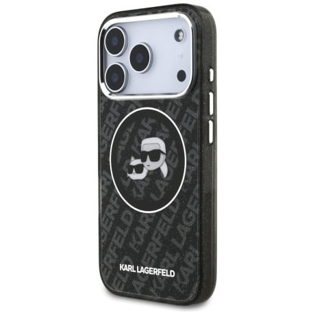 Оригінальний чохол Karl Lagerfeld IML Glitter Karl&amp;Choupette Heads Logo з MagSafe на iPhone 17 Pro - Black