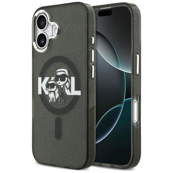 Оригінальний чохол Karl Lagerfeld IML Glitter Karl &amp; Choupette Sketch Logo з MagSafe на iPhone 17 - Black