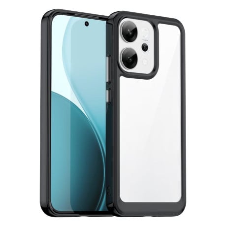 Противоударный чехол Colorful Acrylic Series с цветной силиконовой боковиной на OPPO Reno14 Global - черное