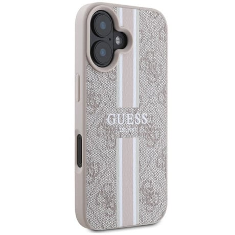 Оригінальний чохол Guess 4G Printed Stripes MagSafe на iPhone 16 - Pink