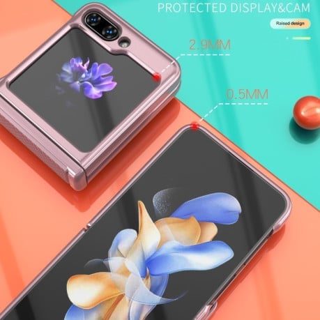 Противоударный чехол Sliding Window Hinge для Samsung Galaxy  Flip 6 5G - розовое золото