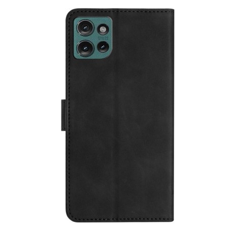 Чехол-книжка Seven Butterflies Embossed Leather для Motorola Edge 50 5G - черный