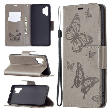 Чехол-книжка Butterflies Pattern на Samsung Galaxy A32 4G - серый