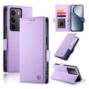 Чехол-книжка Side Buckle Magnetic Frosted Leather на Realme C75 / Realme 14x - фиолетовый