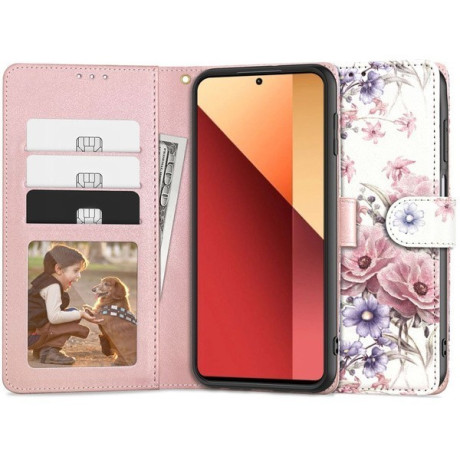 Чехол-книжка Tech-Protect Wallet на Xiaomi Redmi Note 13 Pro 4G - pink flowers