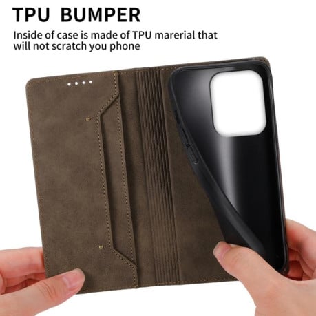 Чохол-книжка Business Solid Color із захистом від сканування RFID на Xiaomi Redmi 15C 5G/4G EU 173mm/Poco C85 5G - коричневий