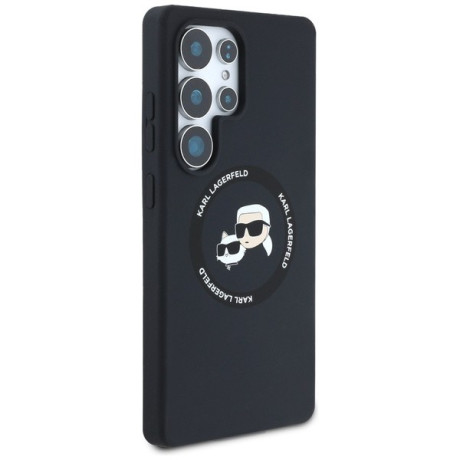 Оригинальный чехол Karl Lagerfeld Silicone Double Heads And Circle MagSafe для Samsung Galaxy S25 Ultra - black