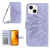 Чехол-книжка Skin Feel Sun Flower для iPhone 15 - темно-фиолетовый
