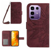 Чохол-книжка Skin Feel Sun Flower для Infinix Note 50 Pro 4G / Note 50 4G - винно-червоний