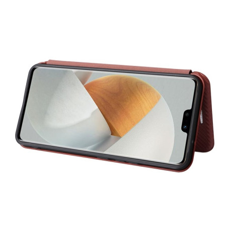 Чехол-книжка Carbon Fiber Texture на Vivo S12 5G/V23 5G - коричневый