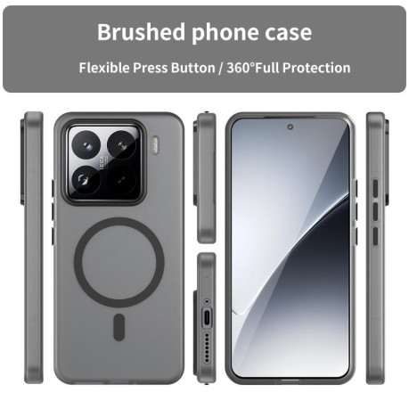 Протиударний чохол MagSafe Frosted Translucent TPU + PC для Xiaomi 15 Pro - чорний