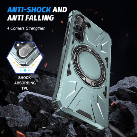 Протиударний чохол HTM MagSafe Magnetic Shockproof with Ring Holder  для Samsung Galaxy S25+ 5G - зелений