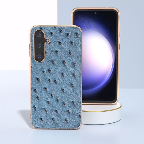 Шкіряний чохол ABEEL Genuine Leather Ostrich Texture для Samsung Galaxy S23 FE 5G - синій