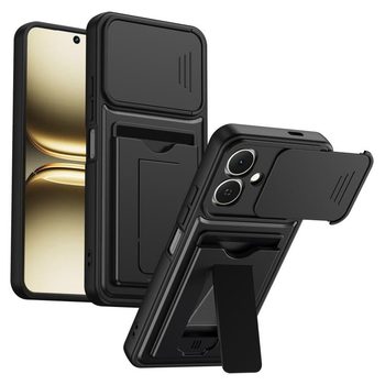 Чехол Escase с отделением на карт и слайдером камеры на Infinix Smart 20 4G — чёрный