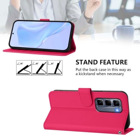 Чехол-книжка Skin Feel Solid Color Leather для Infinix Hot 50 Pro+ - пурпурно-червоний