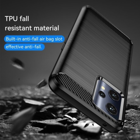 Противоударный чехол Brushed Texture Carbon Fiber на Realme 9 Pro/OnePlus Nord CE 2 Lite 5G - черный