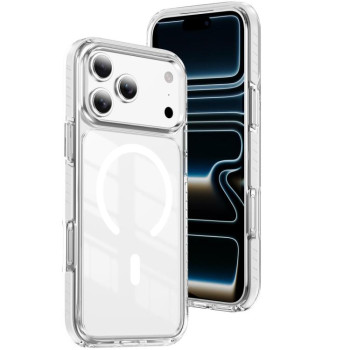 Прозорий магнітний чохол Crystal Shield Clear Magnetic Acrylic Hybrid TPU на iPhone 18 Pro Max — білий