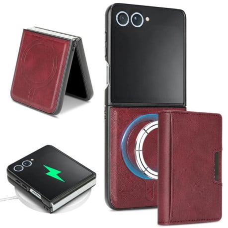 Чохол-книжка Kalebol Strong з MagSafe Tri-Fold з кишенькою для карт на Samsung Galaxy Filp 7 - червоний