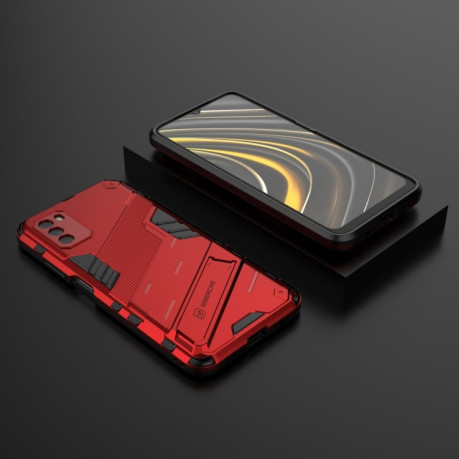 Противоударный чехол Punk Armor для Xiaomi Poco M3 - красный